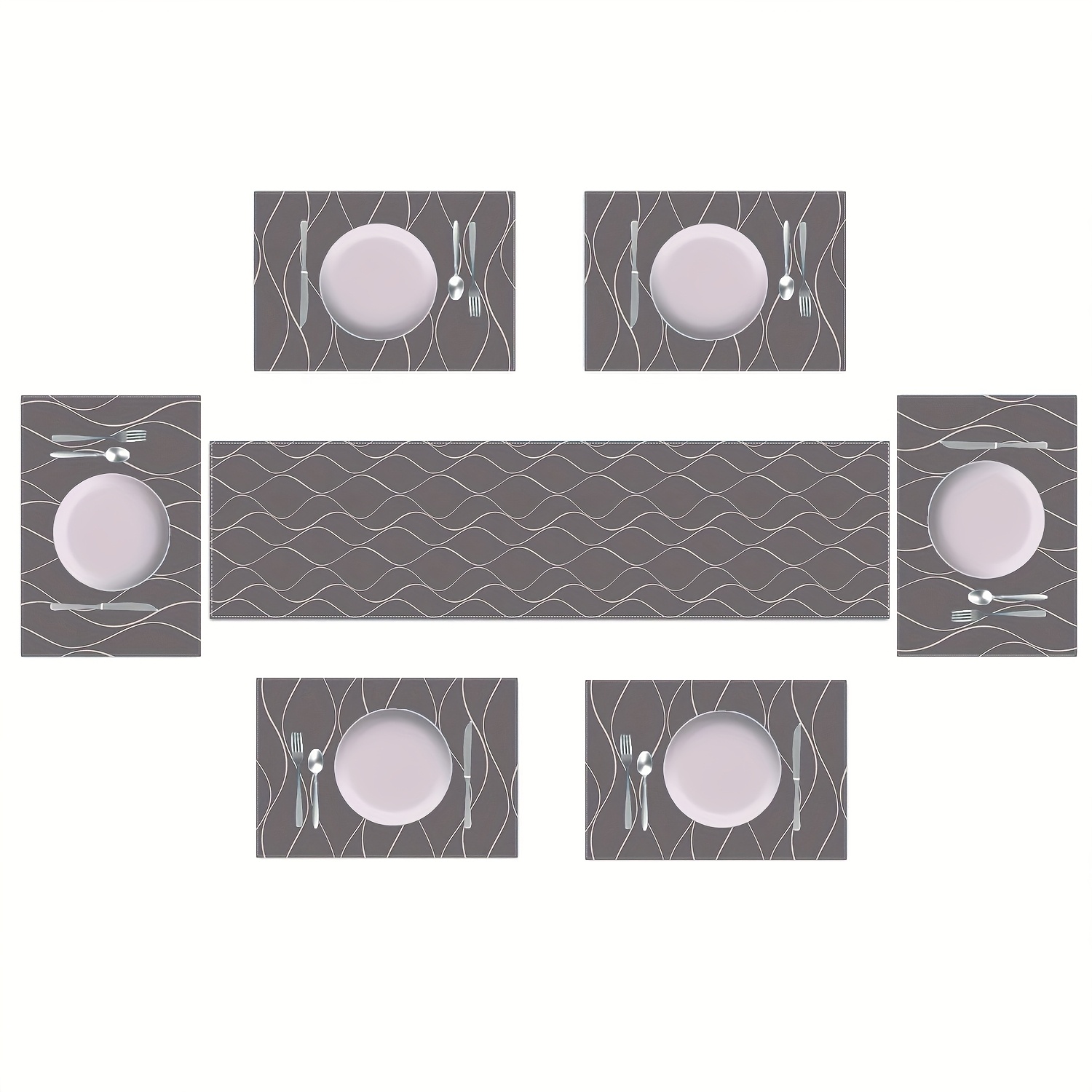 E-shop 1 Stück Tischläufer/1 Stück Tischläufer 4 Stück Platzsets/1 Stück Tischläufer 6 Stück Platzsets, 5/7 Stück Moderne Abstrakte Wellenstreifen