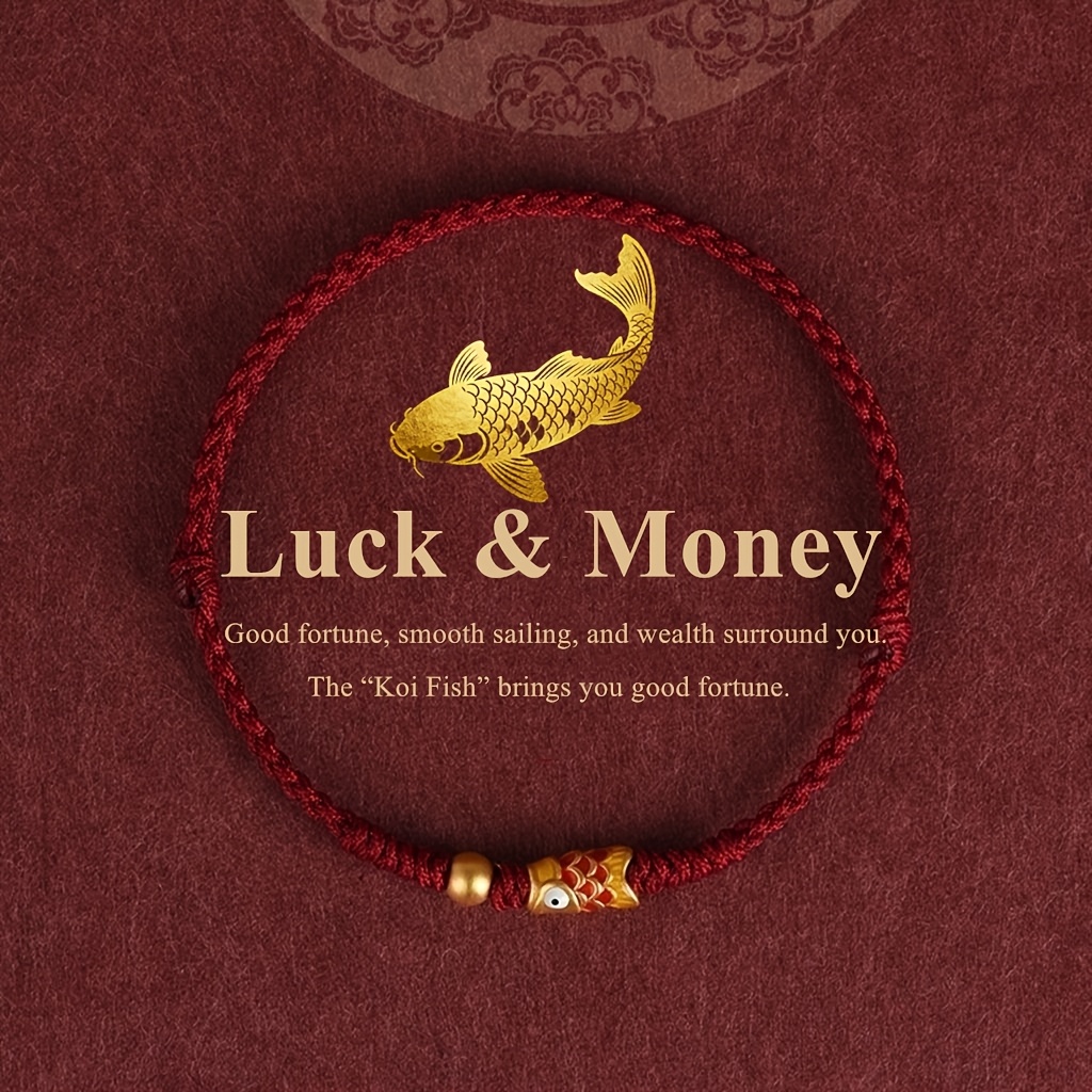 TEMU Bracelet à pendentif koï rouge fait main, symbolisant , fortune, et les bénédictions. Portez-le près de votre cœur, la koï vous apportera, qu'à