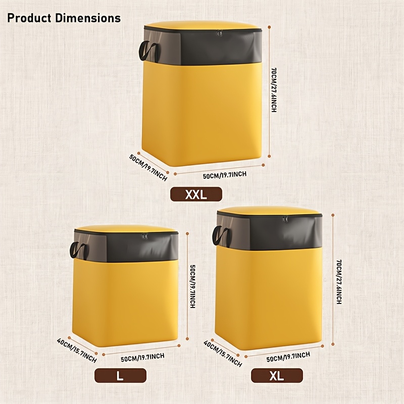 TEMU Grande Sac de Rangement pour Déplacement, Sac de Rangement de Vêtements Épaissi et Durable avec Fermeture Éclair et Poignée, Boîte de Rangement