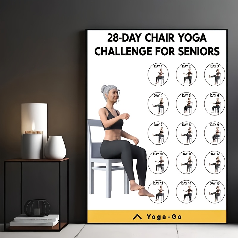 

A 12x18 Inch 28-day Chair Yoga: A Healthy For Seniors, A Yoga Poster For Seniors, Suitable For Living Room, Bedroom, Yoga , Waterproof And Fast Wrapping Canvas