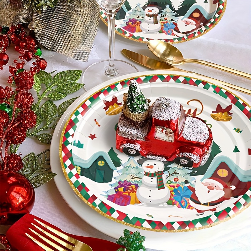 Vajillas Desechables Vajilla Navidad Amazon Platos Navidad