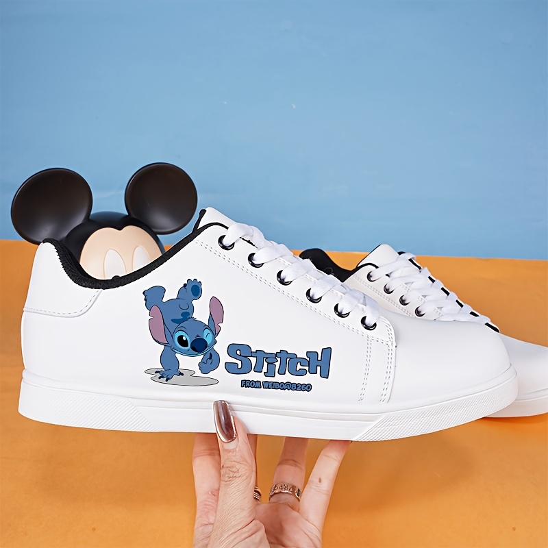 Cartoon Print Low-Top Casual Sneakers White Synthetic with EVA  Cushioned Sole, Comfortable Unisex Shoes for Men Women, Sizes 36-46