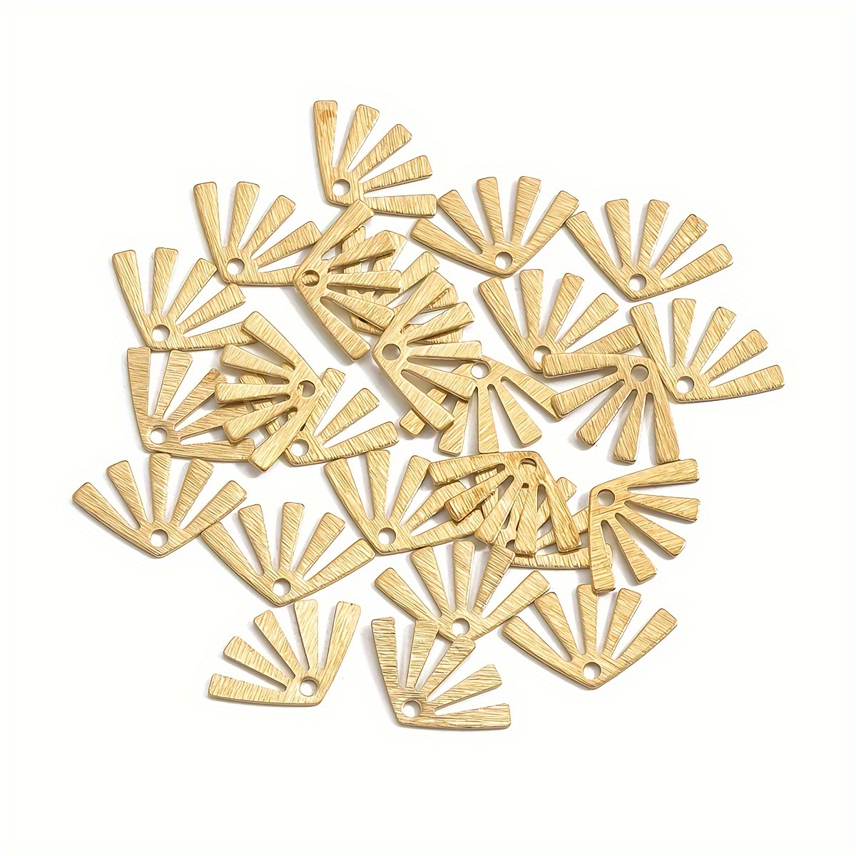 

30pcs/100pcs Primitive Brass Single Hole Brushed Mini Fan Pendant Making Accessories