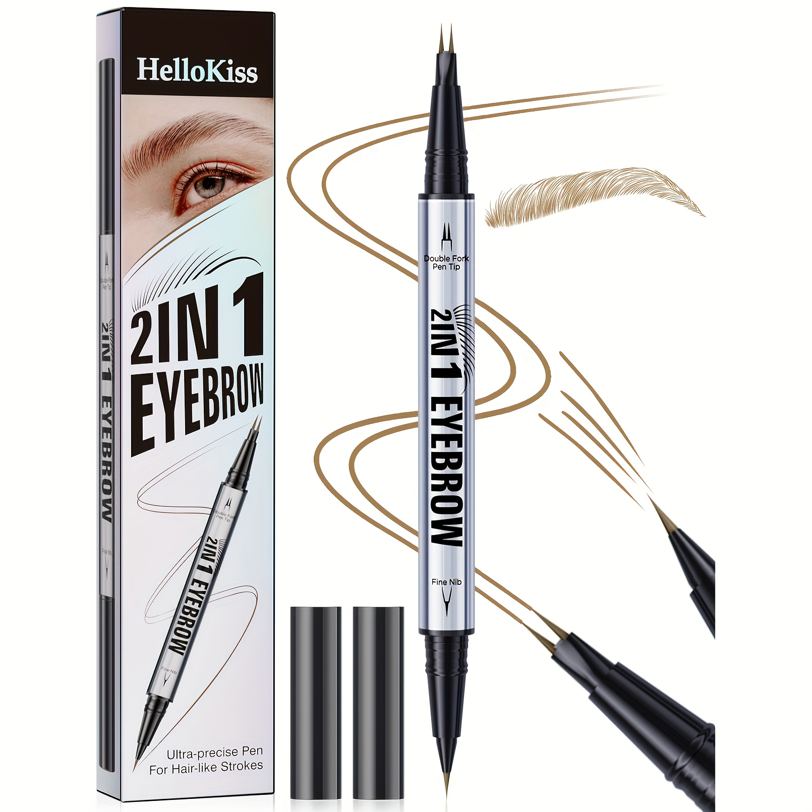 5-Color Dual-Ended 2in 1 Eyebrow Pencil, Light Brown/Brown Darkish-Brunette   Brow Pen for   Natural Brows with Long Lasting Waterproof Sweat Proof Smudge Resistant   Suitable for Beginners and Professional Makeup Artists, Makeup Application, Brow Shaping, Dualended Pencil, Precision  , Waterproof Formula, Sweatresistant Makeup, Brow  , Brow Enhancer, Everyday Makeup, Beauty Enthusiasts