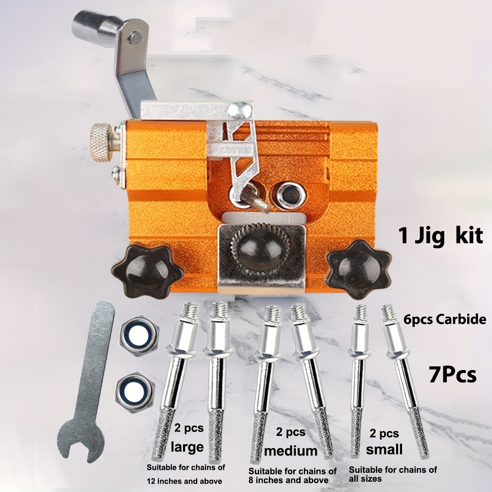 4pcs/7pcs Upgraded Mini Chainsaw Sharpener, Chainsaw Sharpener Jig Kit, 1pc Chain Saw Sharpener Tool With 3pcs/6pcs Carbide, Chainsaw Blade Sharpener For 4"-22" Chain Saws, Hand-crank And Electric