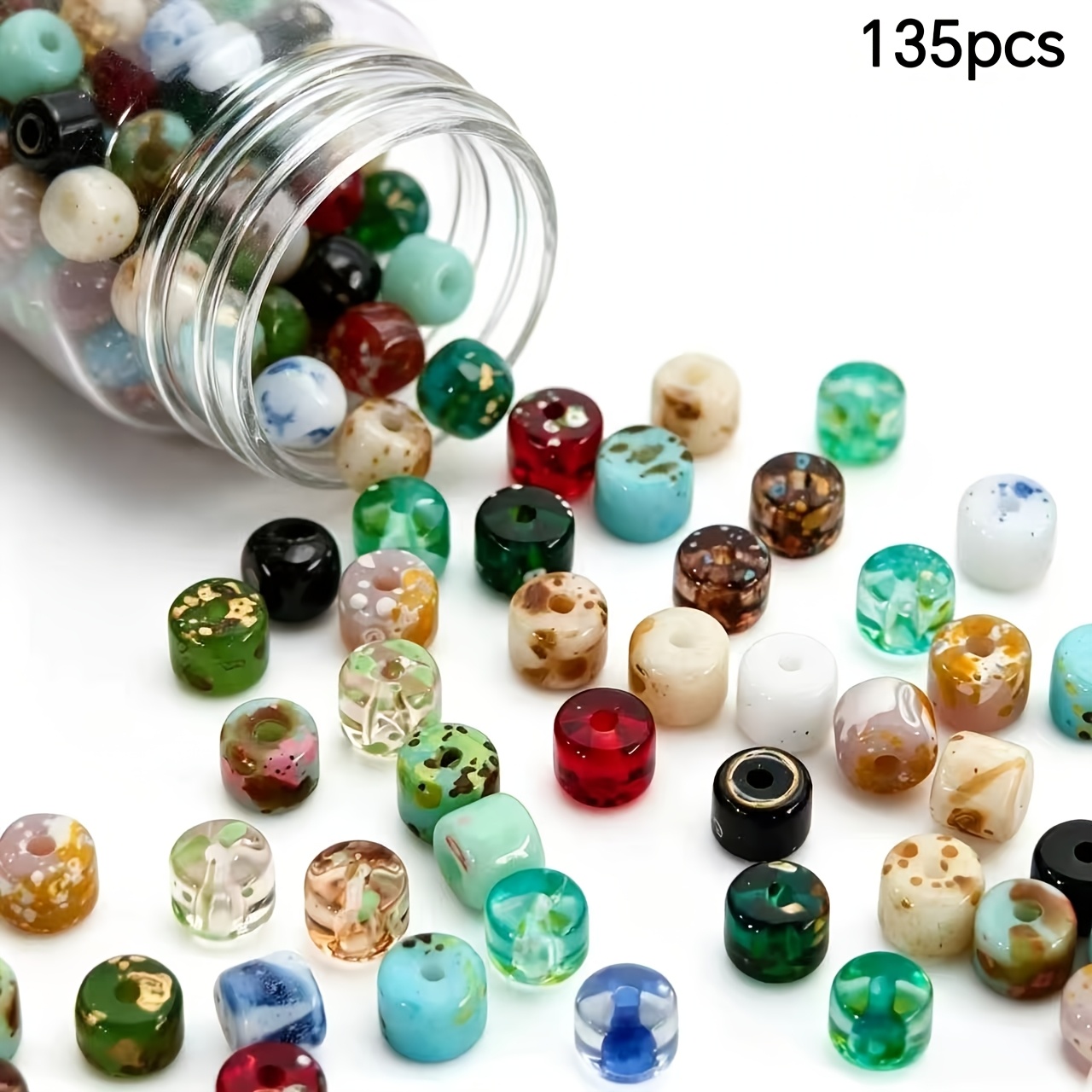 TEMU 135pcs Picasso Natural 4mm Glass Beads For Counting, Handcraft Art, Crafts And Sewing Supplies > Bead Jewelry, Jewelry Supplies > Decorative