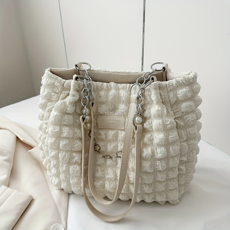 TEMU Borsa a spalla fresca e a nuvole di bolle con pieghe, borsa tote capiente per uscite e spostamenti, borsa a morbida ed elegante da donna,