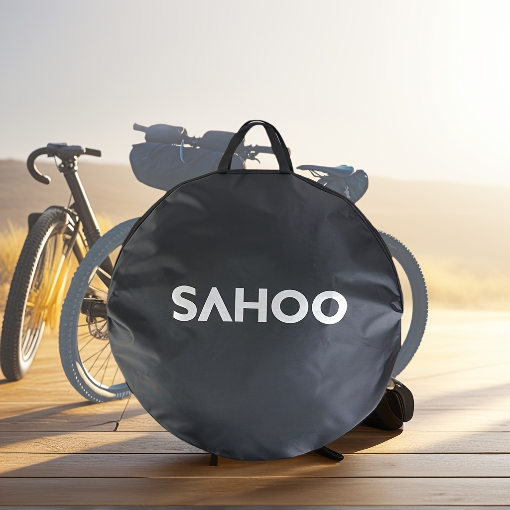 Image of 1pc Bicycle Wheel Bag Polyester With Zipper Closure, Bike Wheel Cover For Mountain/road Bikes, Cycling Storage Accessories