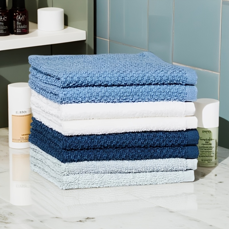 

8pcs 12"x12" Washcloth Set, Absorbent & Quick-drying Showering Towel, Super Soft & Skin-friendly Bathing Towel, For Home Bathroom, Ideal Bathroom Supplies, Blue