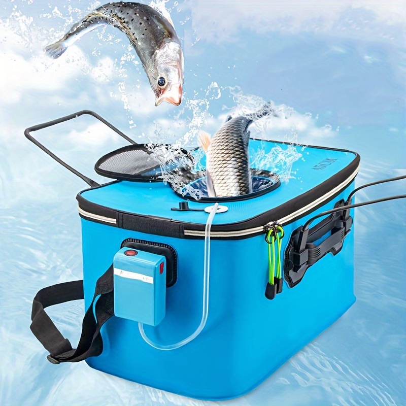 Folding Live Fish Bucket EVA Fishing Pouch Bag Waterproof Fishing Container  Box Fishing Bucket With Oxygenator Hole Bait Barrel