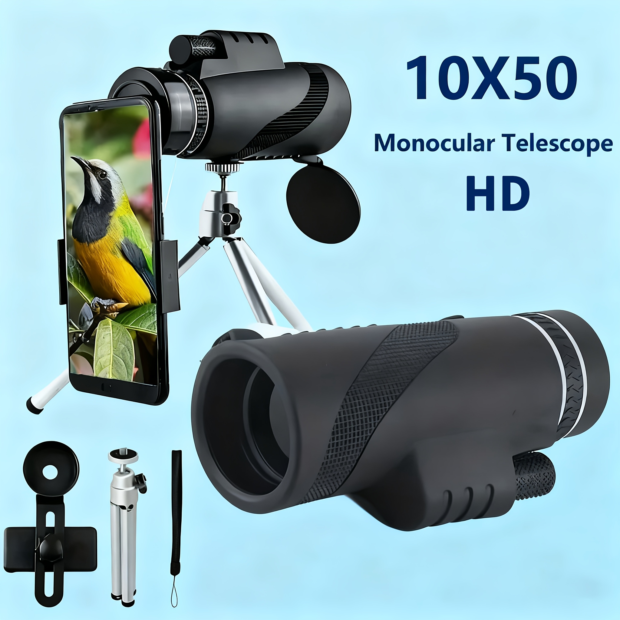 TEMU Outdoor Essential [10x50 High Definition Binoculars] High-definition Binoculars, 50mm Large Lens, Compact And Portable Design, Equipped With A