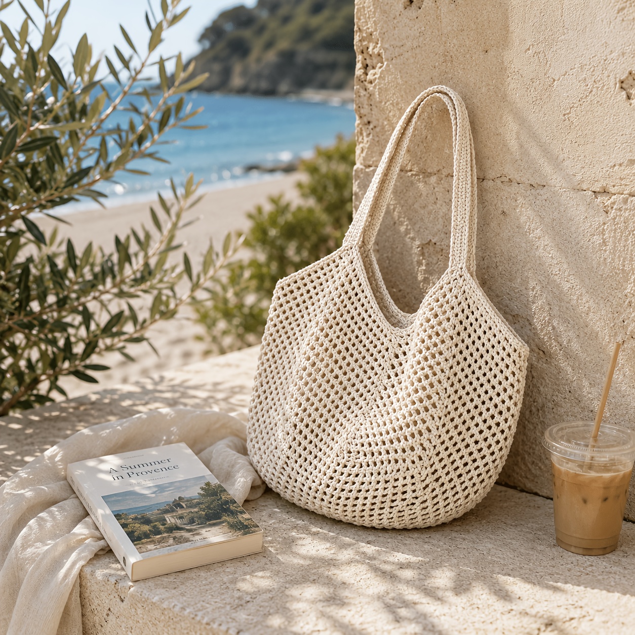 Image of Women's Large Capacity Tote Bag - Lightweight Breathable Suitable For Beach, Travel, Commuting, Spacious Woven Shoulder Bag With Open Top, Casual Handbag For, Shopping & Daily Use, Carryall