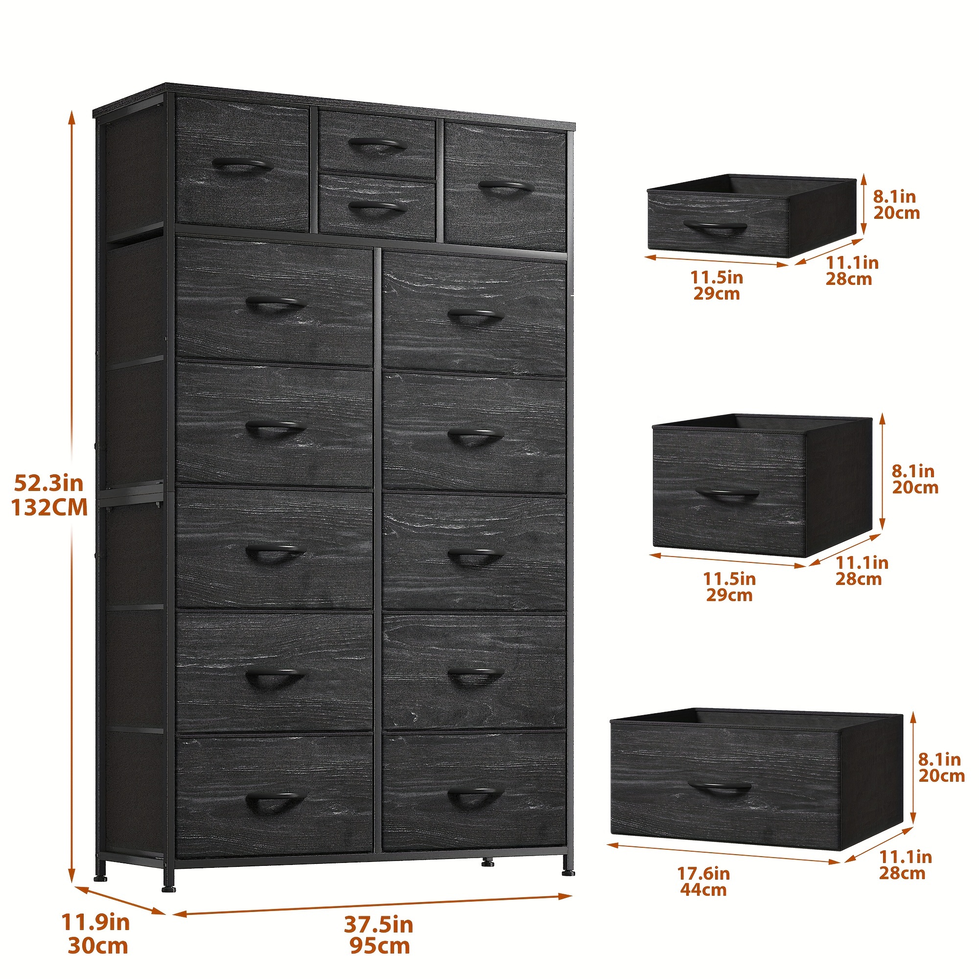 midi formal black dresses Briana Black 8-Drawer Bedroom Dresser main image 1