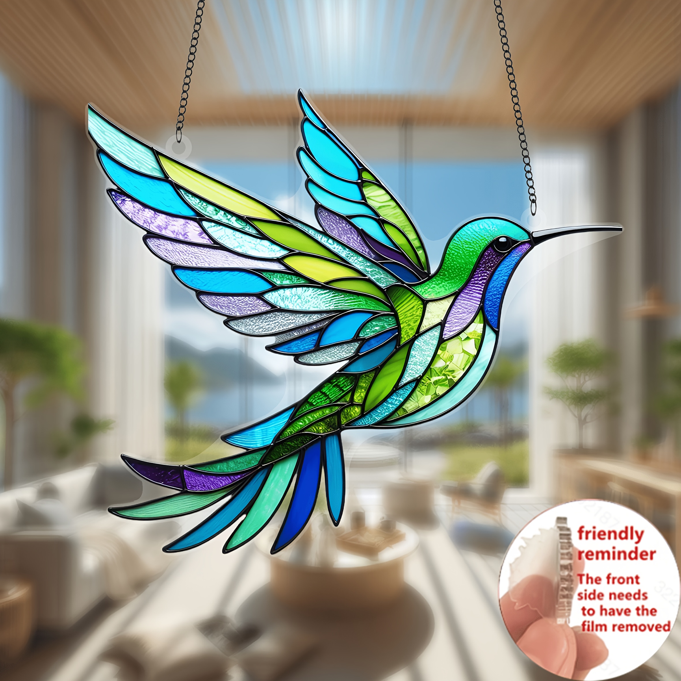 TEMU 2D Plat, 1pc Acrylique - Amusant avec Ailes Attrape-Soleil, Décoration Colorée sur le Thème des Animaux, Convient pour la Décoration de Fenêtre