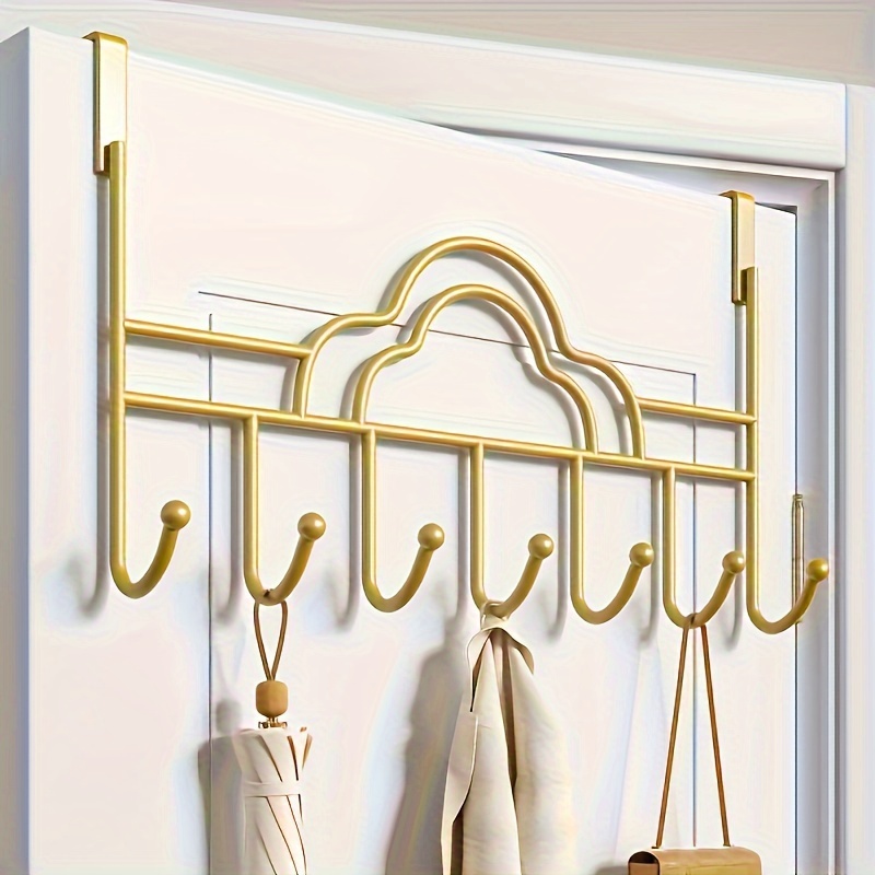 

1pc Golden Cloud Door Back Hook, Over The Door No Punching Clothes Hook, Metal Behind Door Hooks For Towel Robe Coat, Bedroom Home Storage Supplies