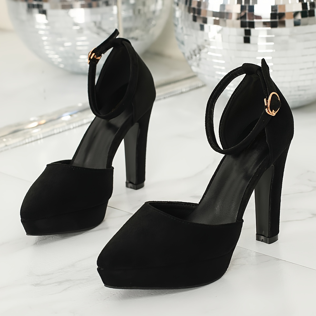 Stiletto Platform Shoes Shopee Elegant Women's Black Platform High
