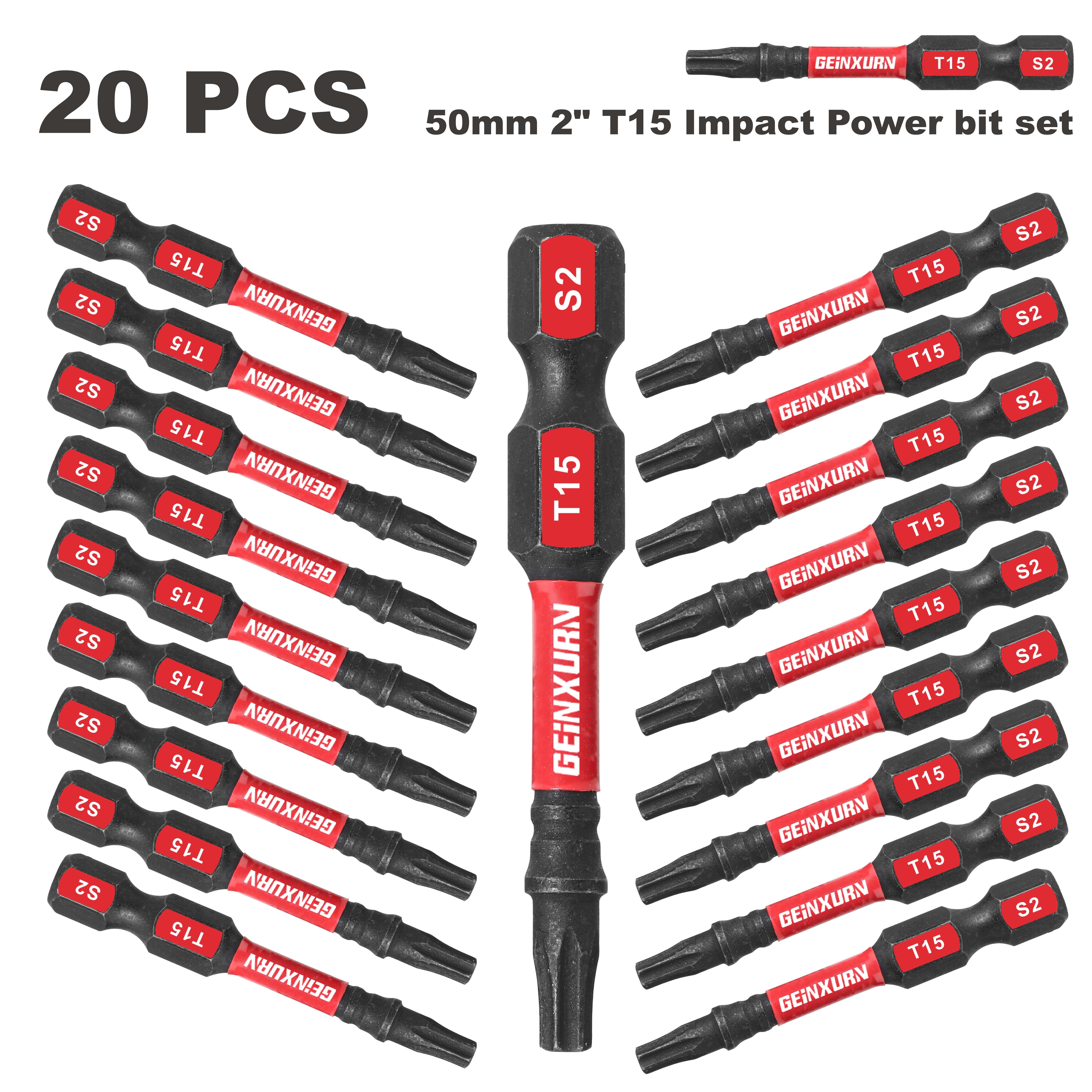Image of 5pcs/6pcs/10pcs/11pcs/20pcs/21pcs S2 Steel 50mm 2 Inches Torx T15 Impact Power Bit Set With 75mm Impact Bit Holder, Torx Screwdriver Bits