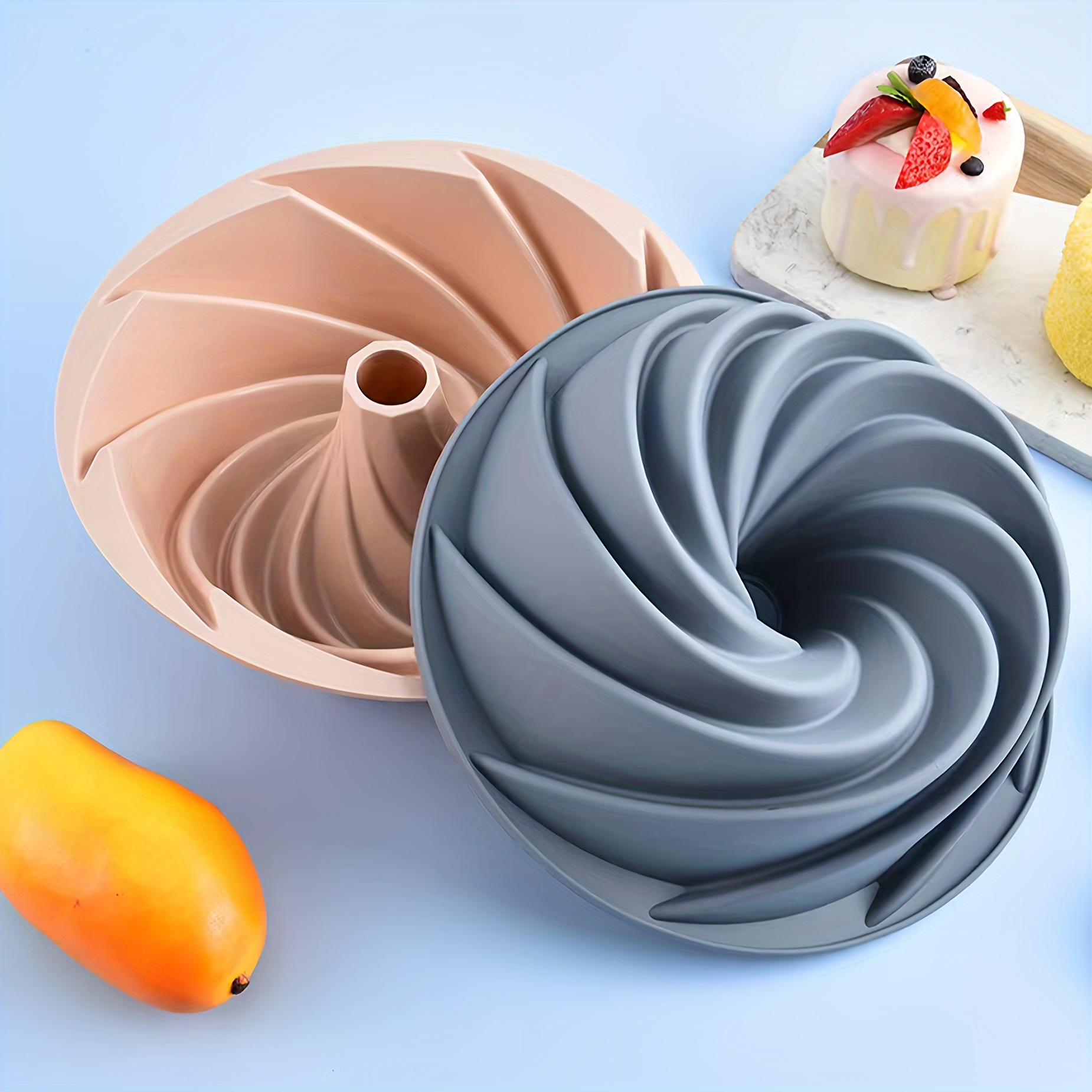 Silicone Spiral Angel Food Cake Pan, Nonstick Bundt Baking Mold, Easy