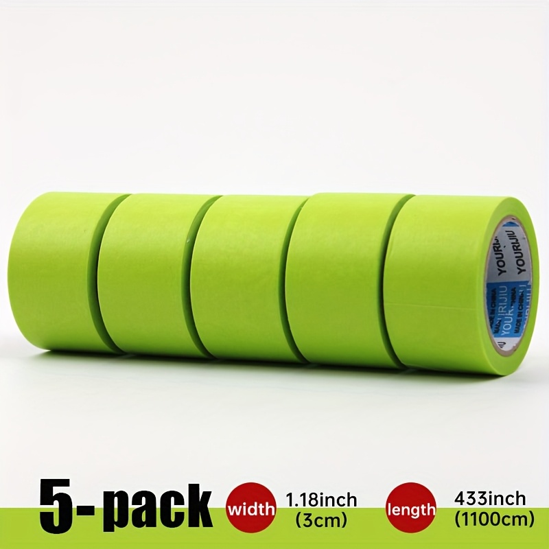 E-shop Packung mit 5/10 Rollen Japanisches Washi-Band - 3 cm Breite Neon-Grün & Limetten-Grün, Wasserdicht, Hitzebeständig, Malerband, Starker