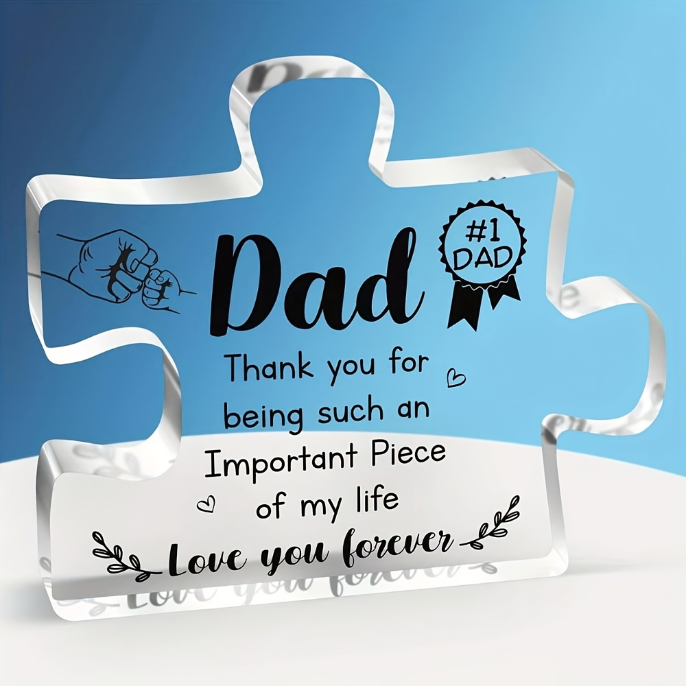 1pc gifts for dad delicate for dad birthday gifts from daughter son engraved acrylic block puzzle piece decorations fathers day thanksgiving birthday gifts for dad ideas