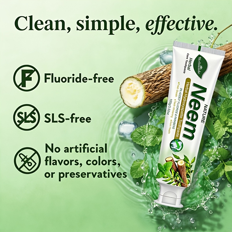 Natural Neem Mint Herbal Toothpaste, 0% Added Fluoride