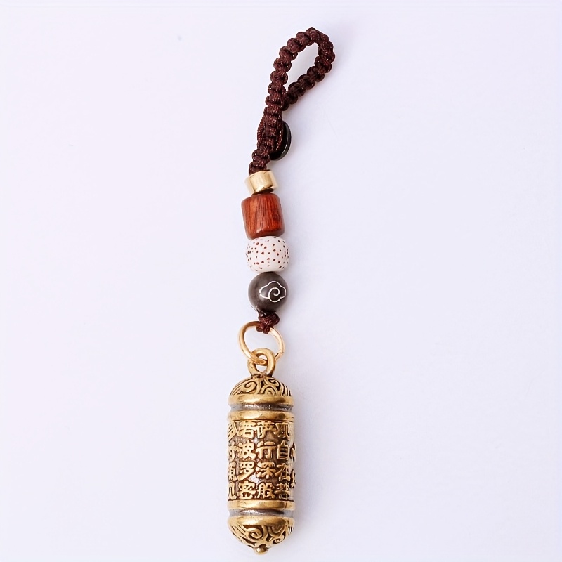 Image of 1pc Can Open To Hold Things Brass Pendant Heart Peace Pendant Men And Women Hollow Column Keychain Pendant Car Keys Men And Women Bag Pendant Iron Key Ring
