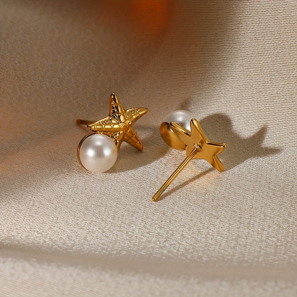 Summer Ocean Stainless Steel Starfish Stud Earrings