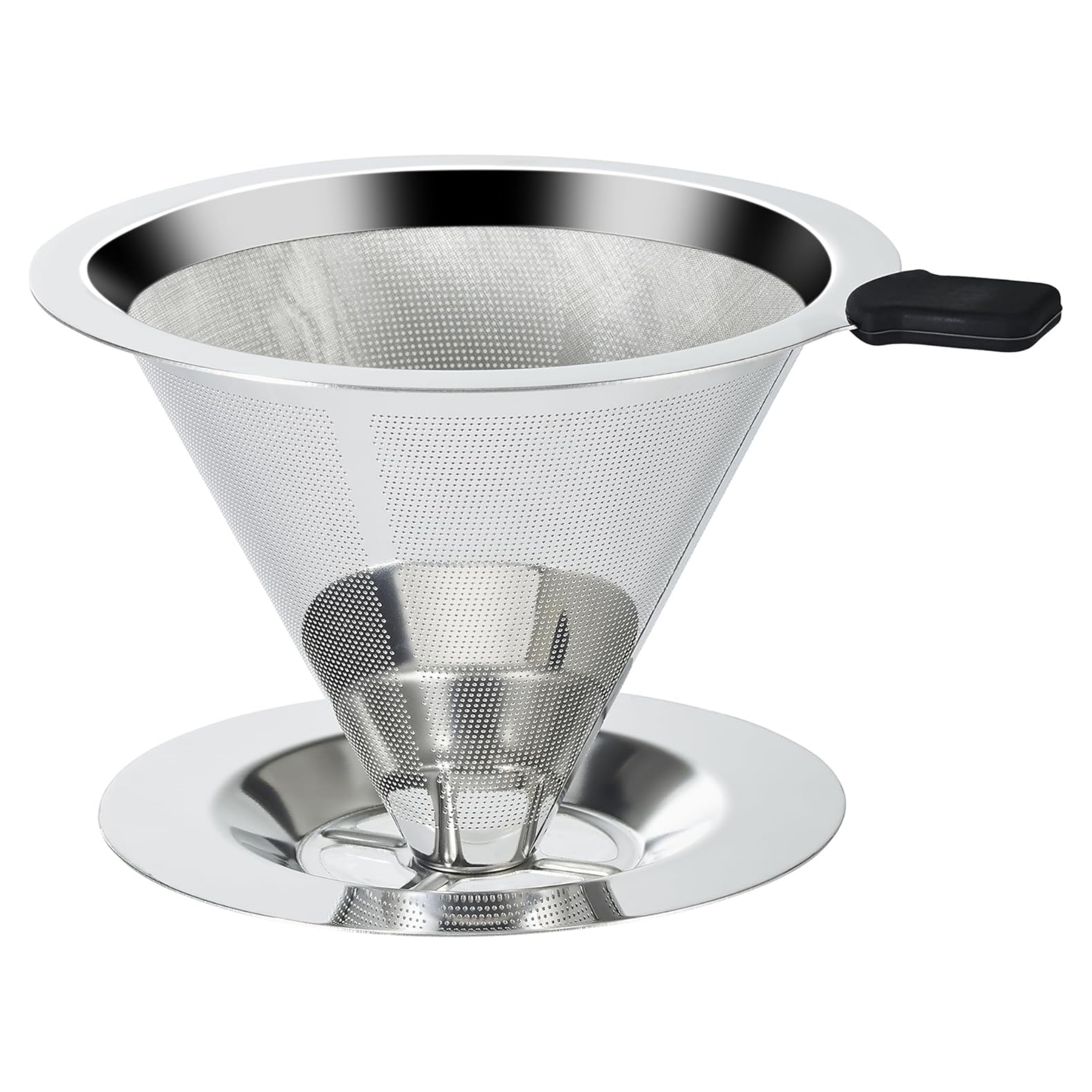 

Stainless Steel Coffee Dripper - , Double Mesh Cone Filter For Single Cup Brewing, Integrated Fine Mesh Strainer