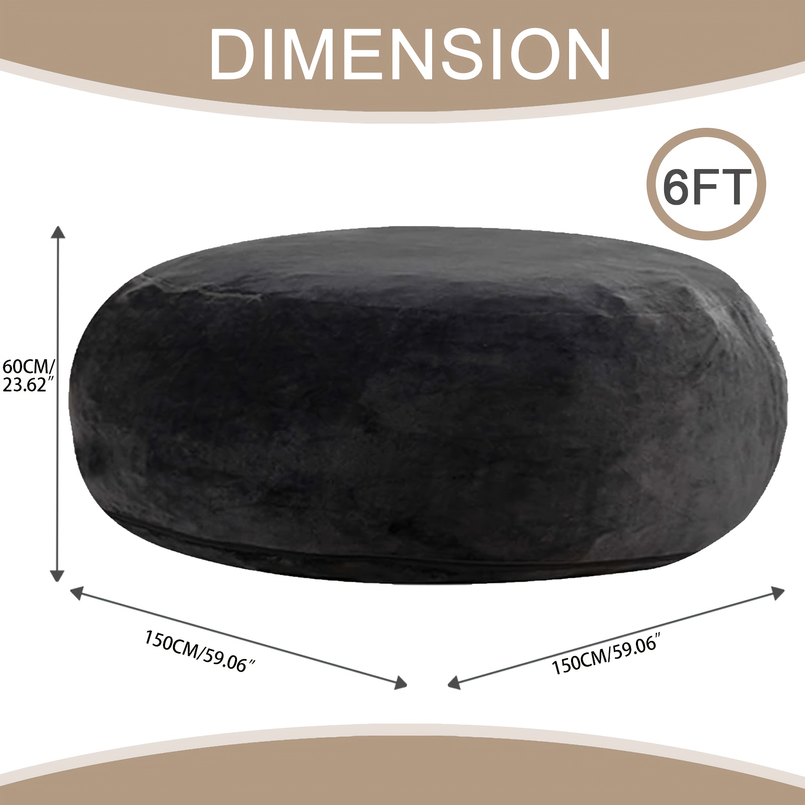 150cm Giant Memory Foam Bean Bag Chair, Adult Floor Lounger With Space Versatile For Any Room, Reading