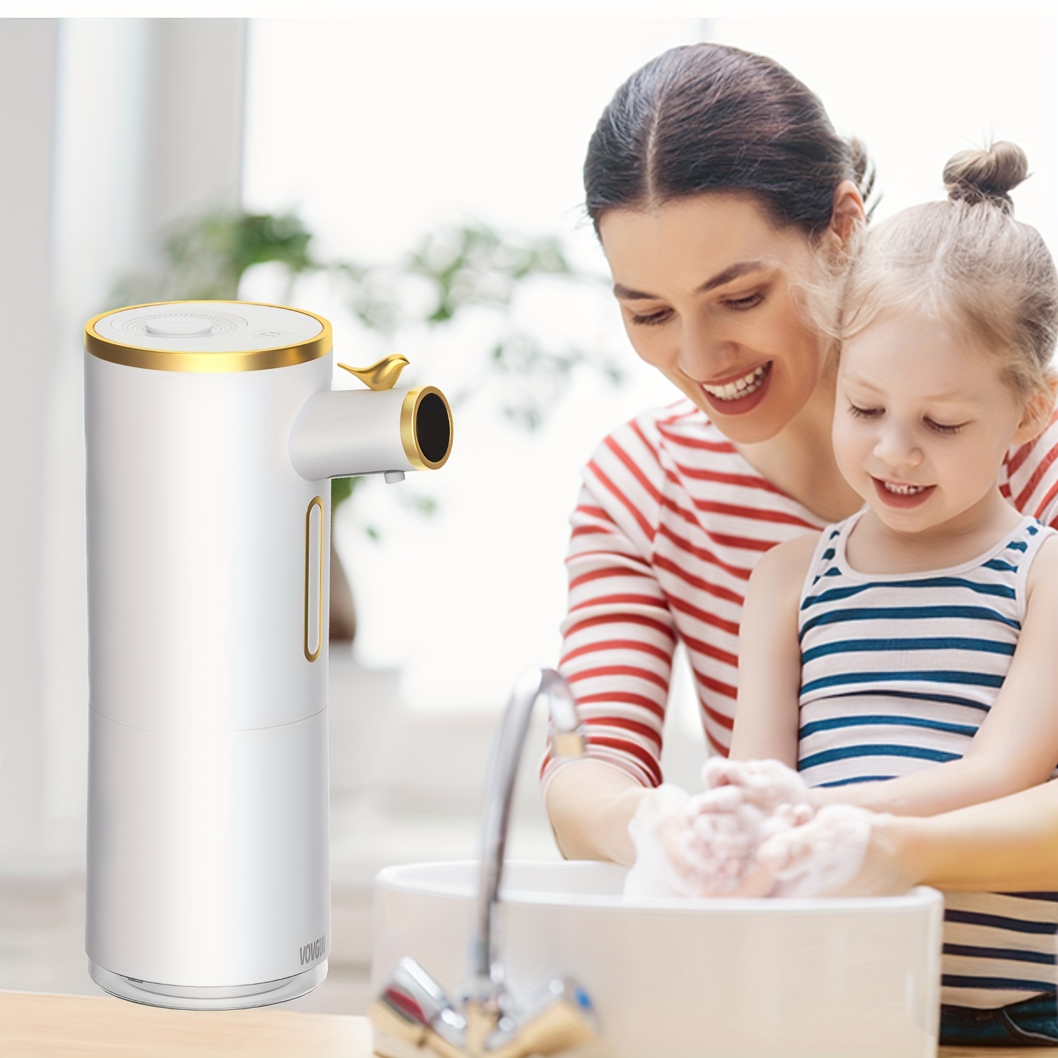 

Automatic Foaming Soap Dispenser, Electric Soap Dispenser Touchless, 2-level Adjustable, Rechargeable Foam Hand Soap Dispenser Stand For Kitchen, Bathroom, 350ml, Golden