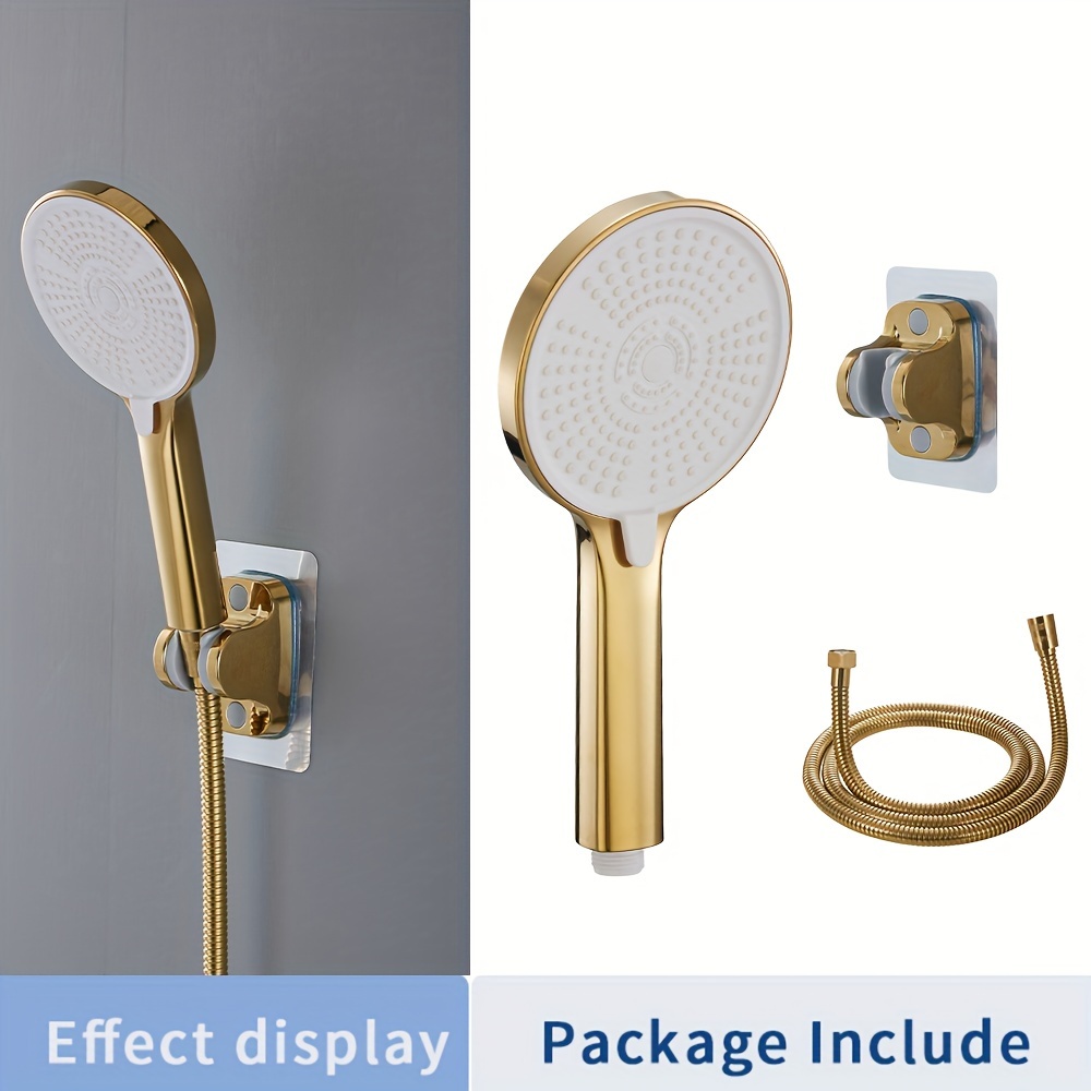 Image of 3-mode High-pressure Handheld Sprayer, Large Powerful Boosting Handheld Showerhead For Low Water Pressure, Golden For Shower Use