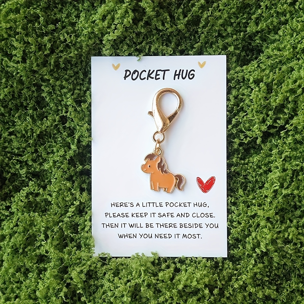 Adorable Pony Keychain With Inspirational "pocket Hug" Card - Alloy, Perfect For And - Perfect Gift For Birthday, Wedding, Valentine's Day, Easter, Mother's Day And Father's Day, Horse Lover Gift