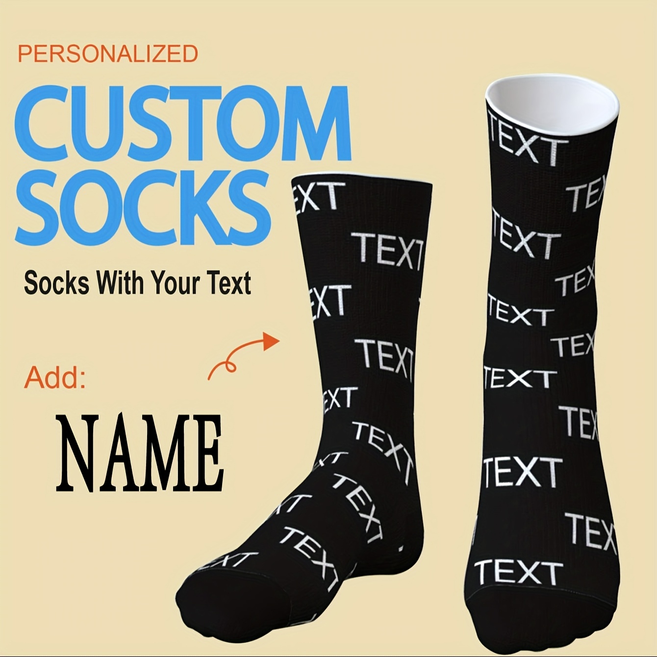 TEMU 1 Pair Of Socks With Interesting Text For Couples, Supporting Personalized Text Customization, Comfortable And Breathable, Suitable For Gifts,