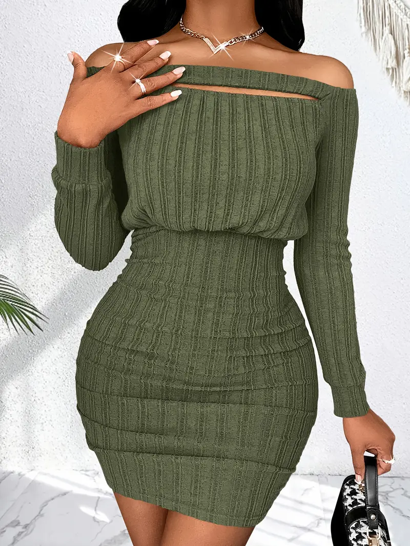 a shoulder hollowed ribbed flannel dress featuring - Temu Mauritius a shoulder hollowed ribbed flannel dress featuring - Temu Mauritius