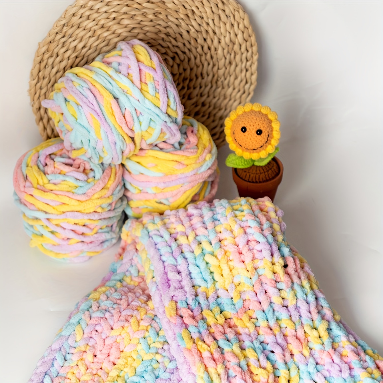 

Pastel Gradient Chunky Yarn - 90g-100g/roll - 12cm/4.72 Inch - 3.54 Inch - Handmade Crochet Blanket, Scarf, Or Rug - Polyester Fiber - Colorful Bulky Wool