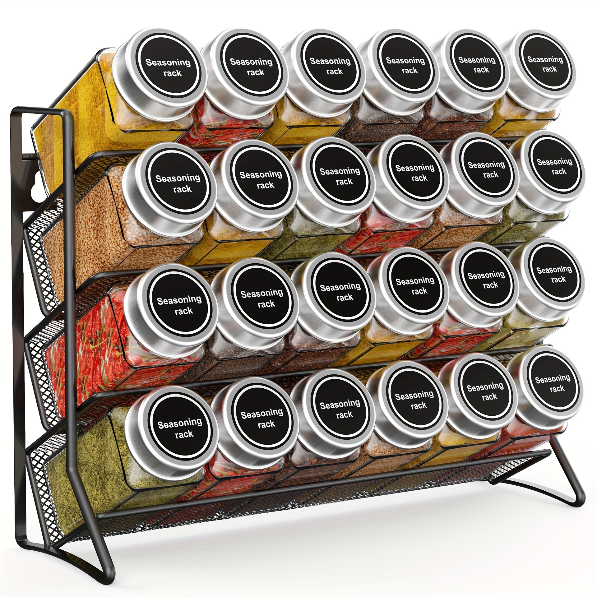 

1pc Spice Rack, 4-tiers Spice Jars Storage Organizer, Multifunctional Durable Metal Storage Holder, For Kitchen Countertop And Shelf, Kitchen Organizers And Storage, Kitchen Accessories