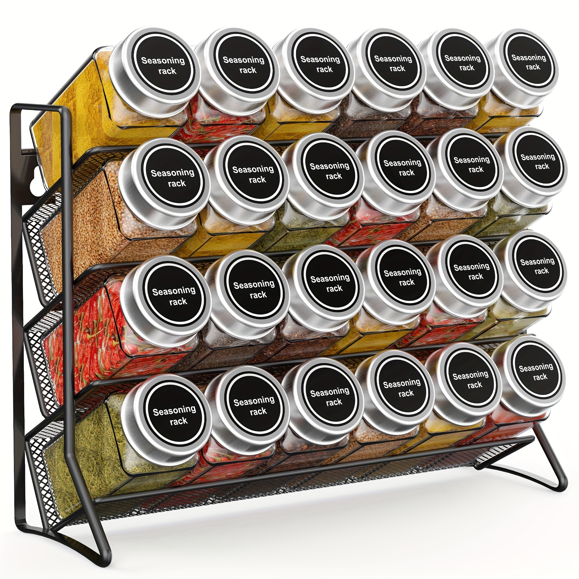 

1pcs 4-tiers Spice Rack Organizer Multifunctional Jars Storage Organizer Metal For Countertop Cabinet Kitchen Pantry Spice Racks Tool