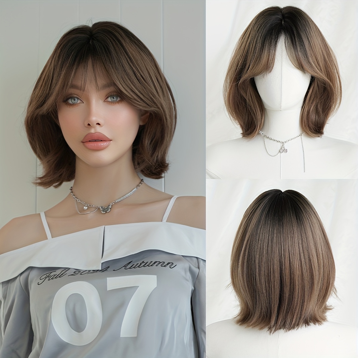 TEMU Routine Bob Wigs Short Loose Caramel Brown Wigs With Dark High Density Synthetic Wigs For Women Daily Party Use Heat Resistant Bob Wig Music
