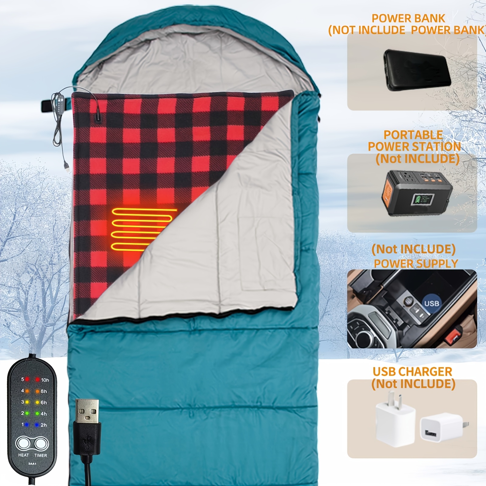 tragbarer 5v usb beheizbarer schlafsack pad beheizbarer - Temu Austria