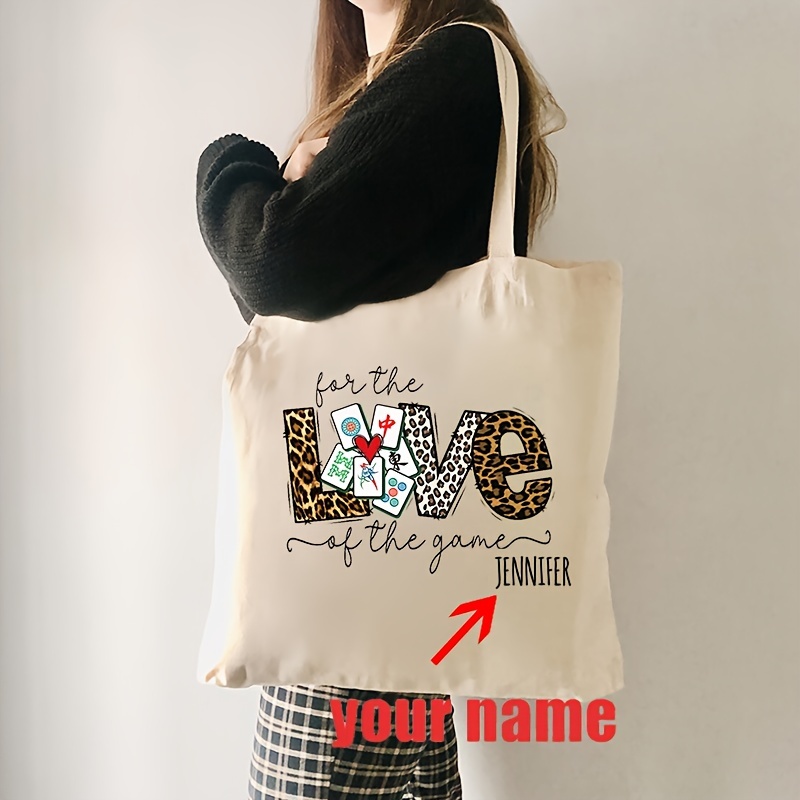 

Custom Pattern Tote Bag - Stylish Canvas Shoulder Bag For Women, Perfect For Travel & Daily Commute, Reusable Shopping Bag, Ideal Gift For Mahjong Enthusiasts