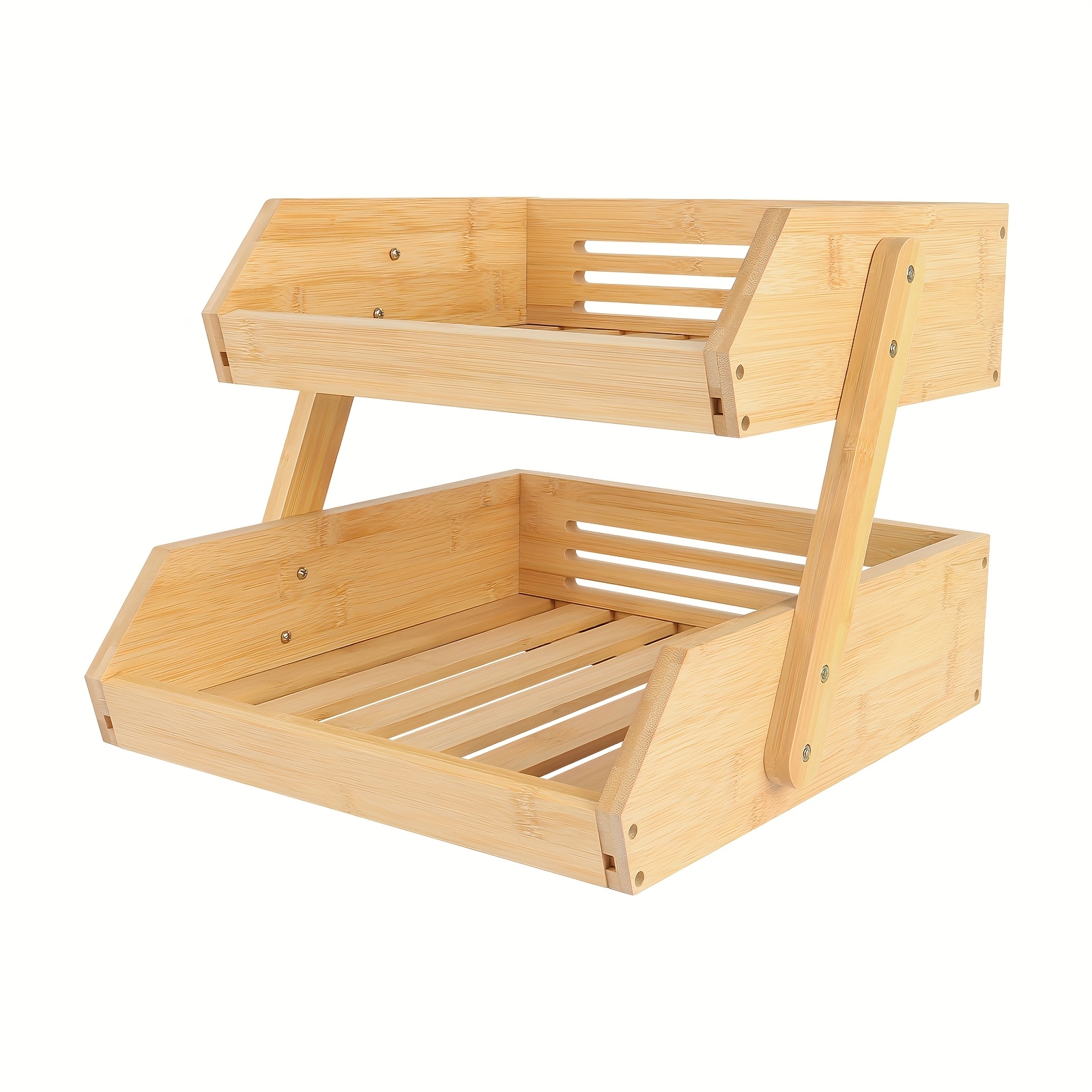 TEMU 2-tier Kitchen Storage Rack, Bamboo Storage Rack, Suitable For Kitchen And Living Room, Natural , Spacesaving Rack, Home Organization, , Natural