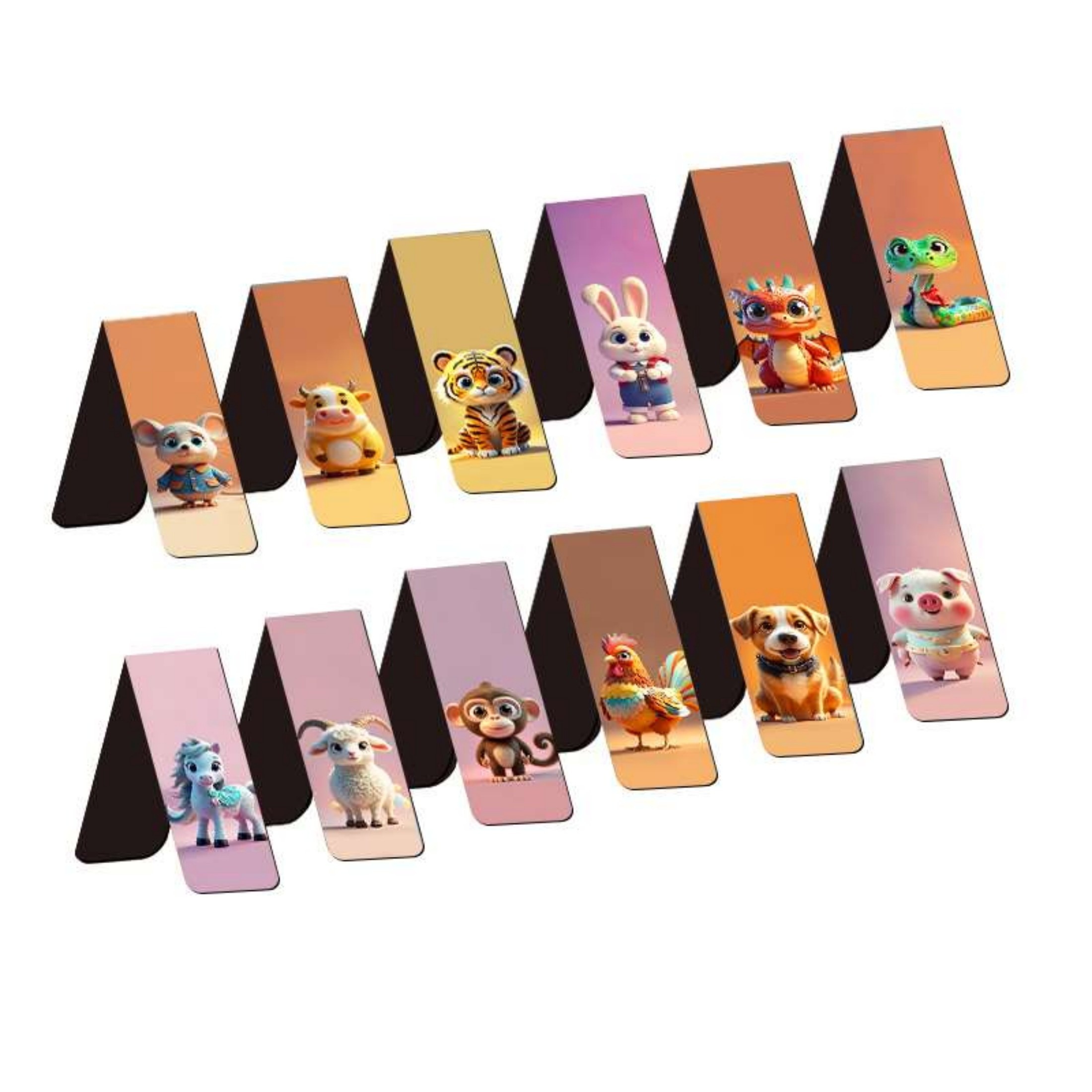 Image of Set Of 12 Cute Animal Magnetic Bookmarks - Colorful Page Markers And Clips, Ideal For Readers, Educators, And Party Gifts