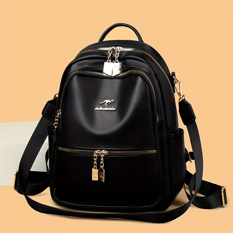 Fashion Pu Women's Backpack For Shopping And Travel, High-quality Backpack On 1 Shoulder, Random Logo Letters And Patterns