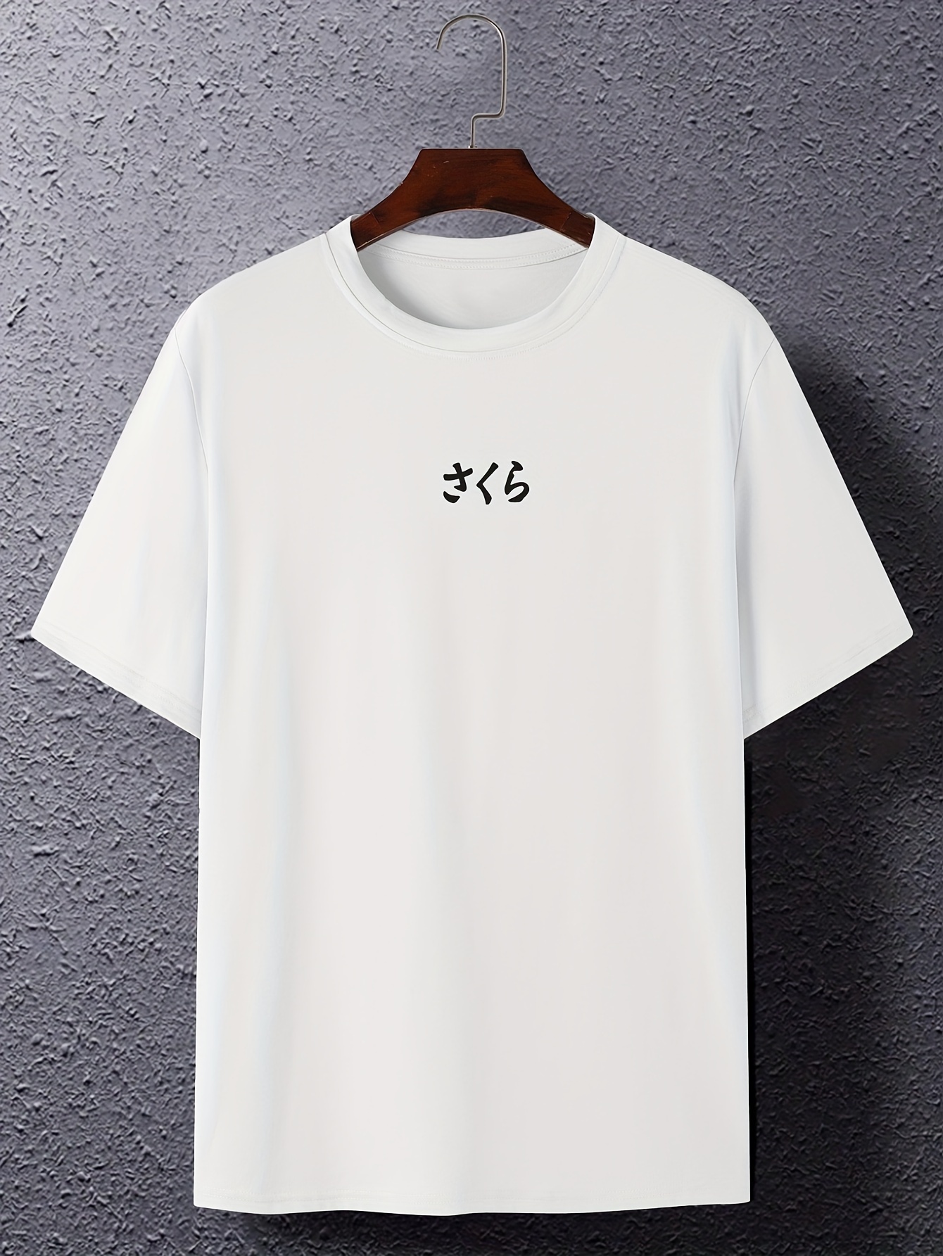 Men's Casual Short Sleeve T-Shirt with Japanese-Inspired Cherry Blossom & Mountain Print - Breathable Regular Fit Round Neck Tee for Summer Outdoor Activities, Machine Washable, PLUS SIZE