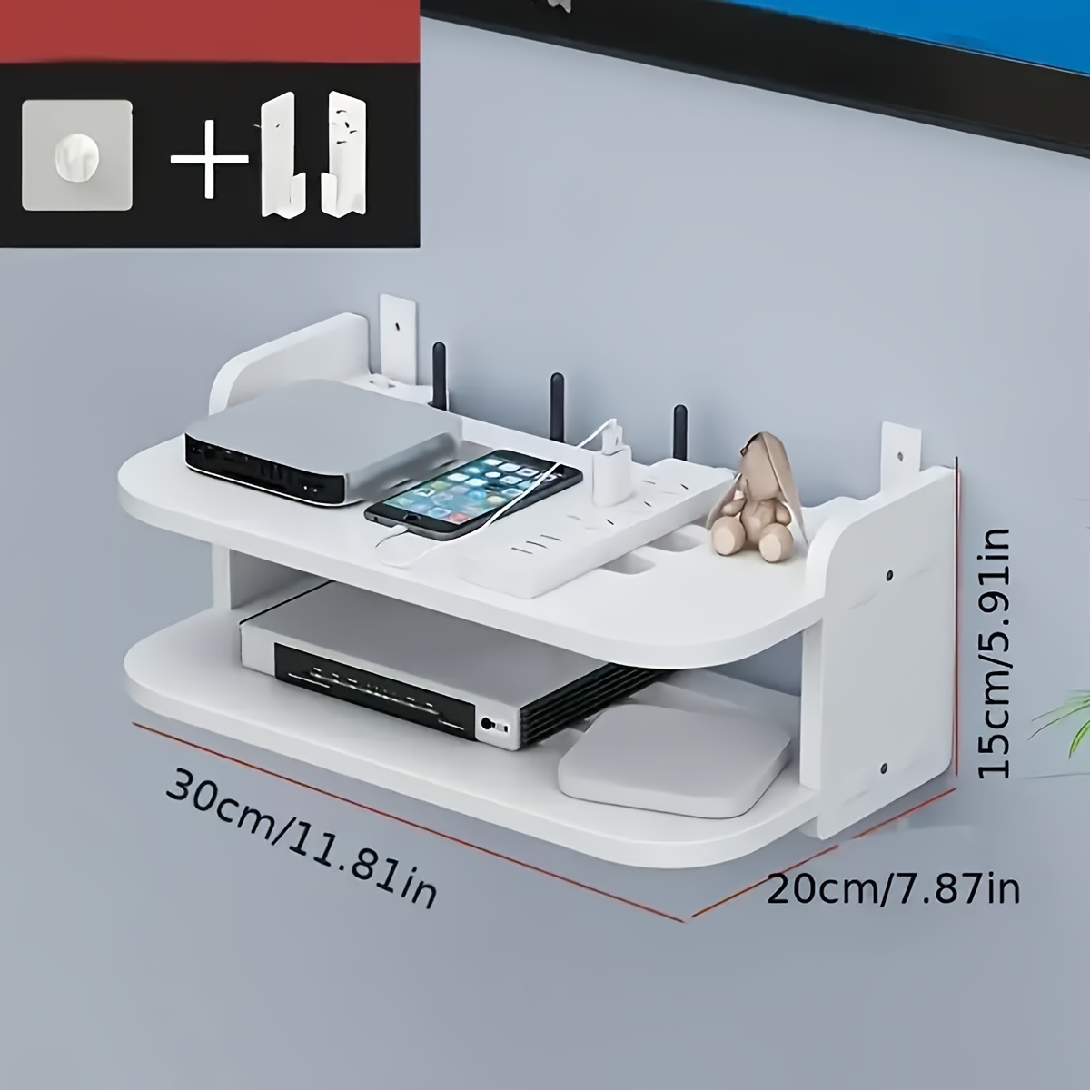 E-shop Wandregale sind wandaufhängbar mit zwei oder drei optionalen Ebenen, geeignet für Sat-Boxen, Router-Aufbewahrung, WLAN-Boxen, Fernbedienungen,