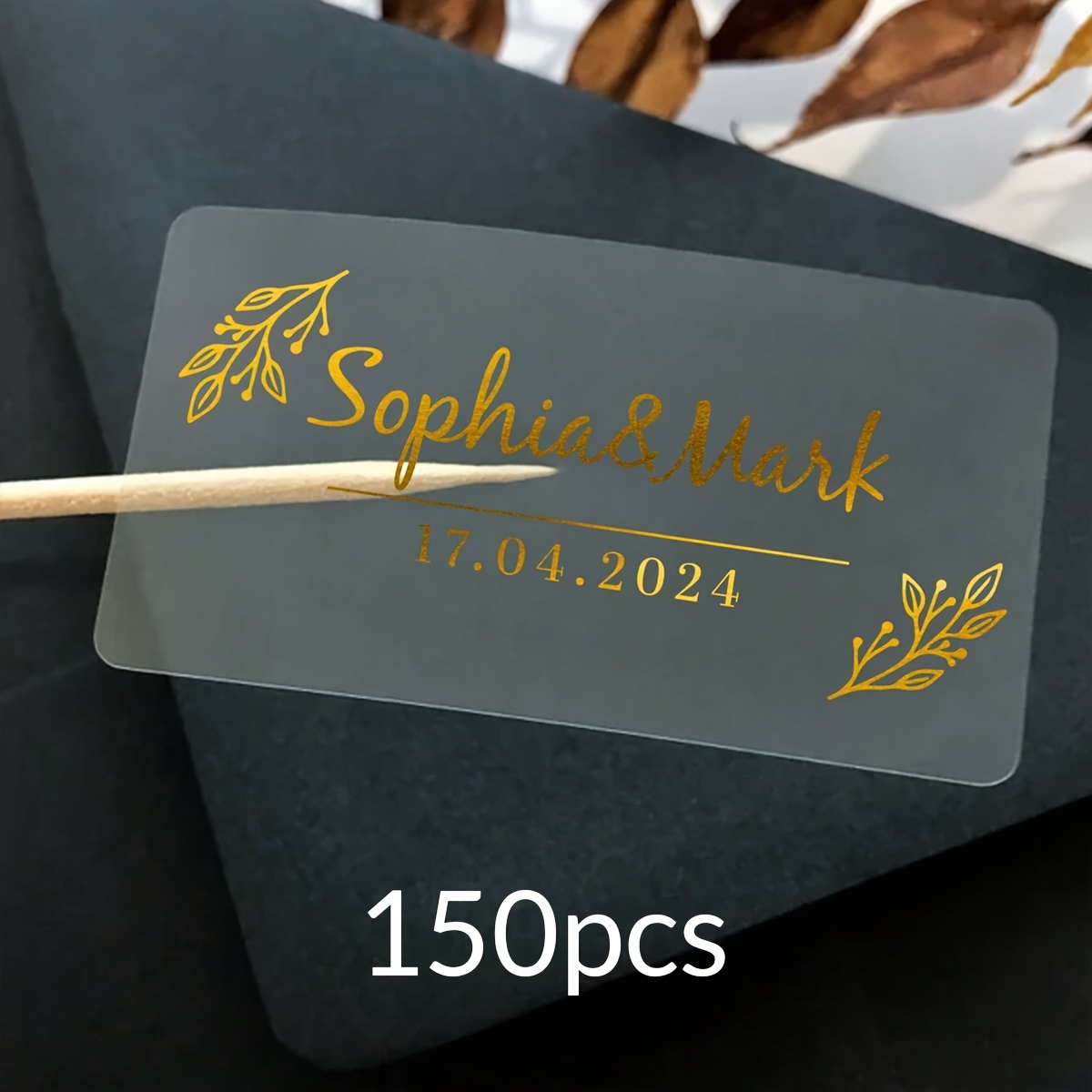 E-shop 30/60/150/300 Stück individuelle Hochzeitsaufkleber, personalisierbare Adressetiketten, transparente Aufkleber, personalisierte Namensetiketten,