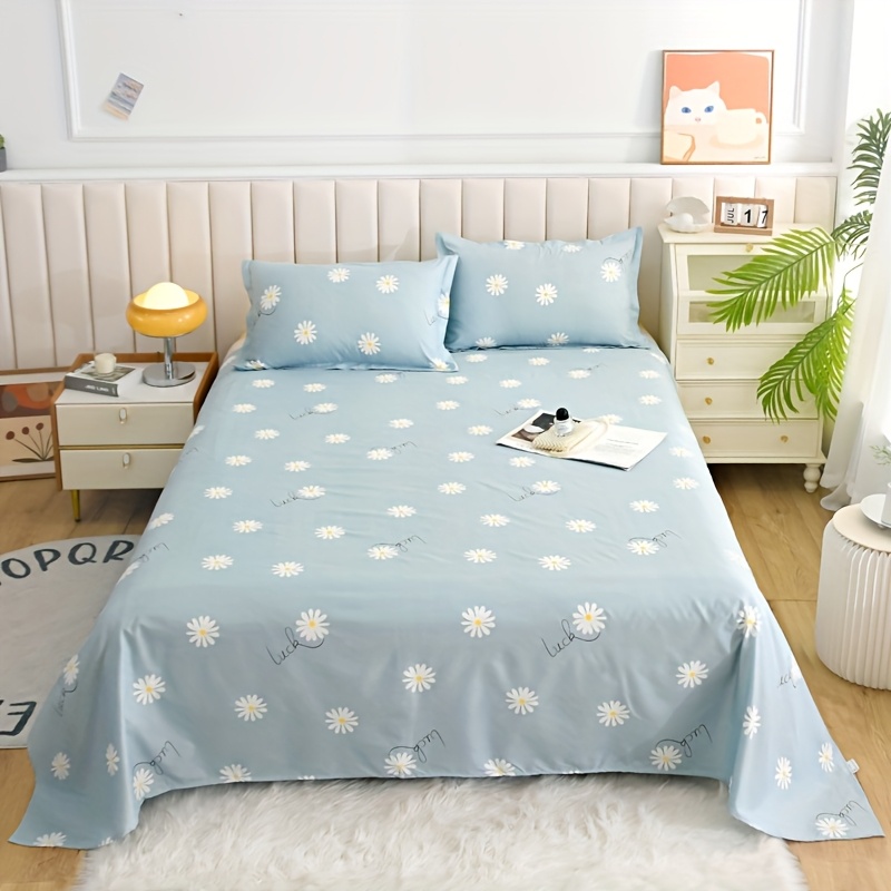 TEMU Ensemble de literie florale 3 pièces aux marguerites fraîches, douce et pour , convient pour et , toutes , 1 drap de lit et 2 taies d'oreiller