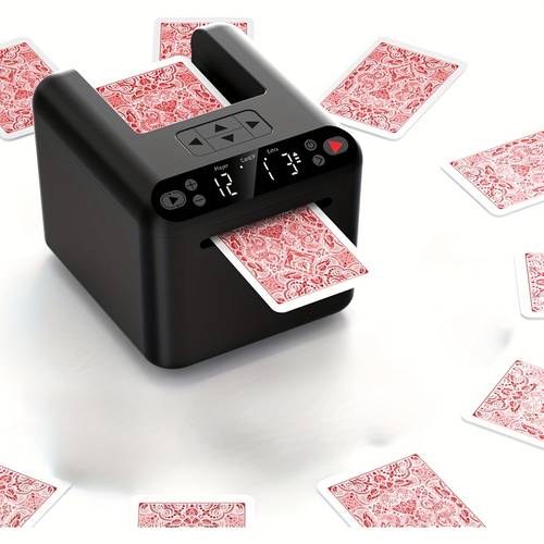 automatic card dealing machine rechargeable for 1 2 3 decks 1 12 players adjustable dealing distance quiet 360 and 180 rotation compatible with poker black