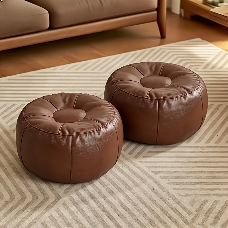2-pack of Storage Beanbag Chair Covers - Pumpkin Oval Shape, Suitable for Storing Clothes. It Has Storage Function and Is Suitable for Outdoor Use. It Is Comfortable and Soft, Made of Thickened Faux Leather (filling Not Included).
