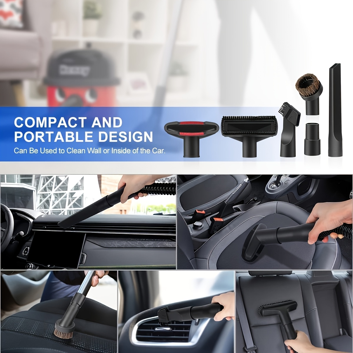 11pcs universal vacuum hose adapter kit 1 1 4 inch wet dry vacuum cleaner attachments with   brush flexible crevice tool plastic material for shop vac additions
